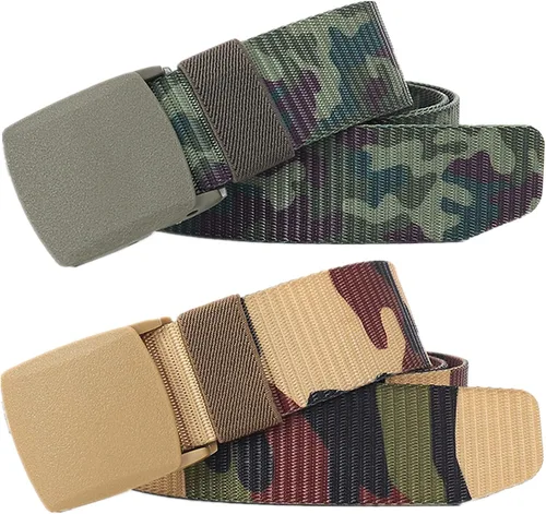 Vista 8 de Cinturón para hombre, cinturón táctico militar de nailon con hebilla sin metal, paquete de 2