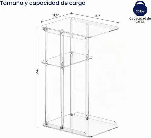 Vista 3 de HMYHUM Mesa auxiliar de acrílico transparente, mesa auxiliar en forma de C para sofá, pequeñas mesas de aperitivos para sala de estar, dormitorio