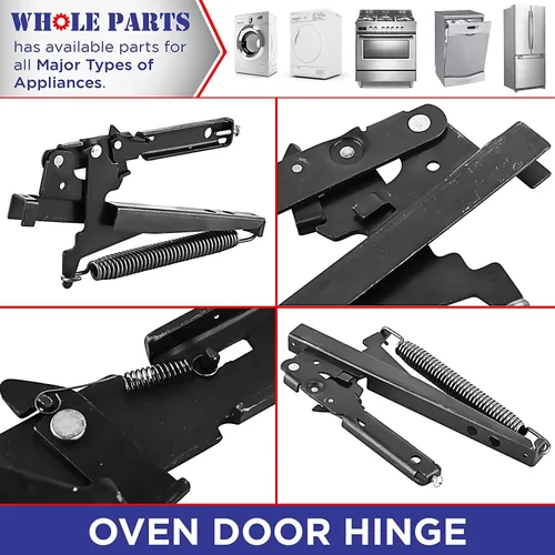 Vista 6 de Bisagra para puerta de horno Whole Parts mejorada (negro) Parte # PC020007 [versión mejorada más fuerte], repuesto y compatible con algunos hornos
