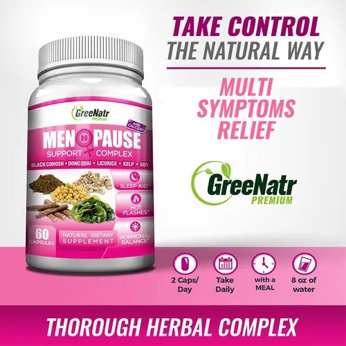 Vista 3 de GreeNatr Suplementos para la menopausia para mujeres, suplementos de perimenopausia para mujeres con Dong Quai y Cohosh negro para la menopausia