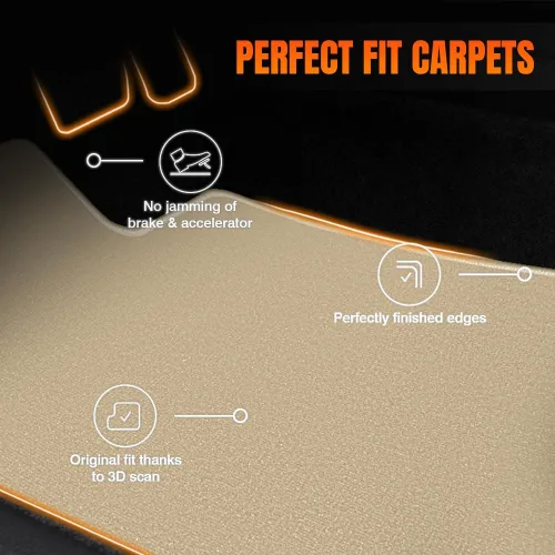 Vista 5 de Tapete para piso de automóvil, compatible con BMW E60 Serie 5 Sedan 2005-2010, juego de alfombras de nailon beige para suelo, 4
