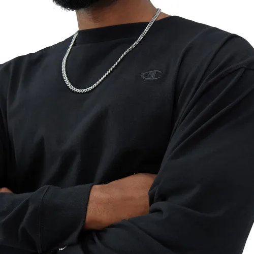 Vista 6 de Champion Men's Classic Long Sleeve T-Shirt, Standard Fit, Script & C Logo, Available in Regular and Big & Tall Negro