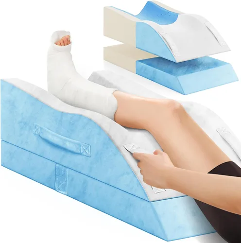 Vista 10 de TranquilRelax Almohadas de elevación de piernas, almohada de cuña para después de una cirugía o descanso, soporte de piernas de espuma viscoelástica