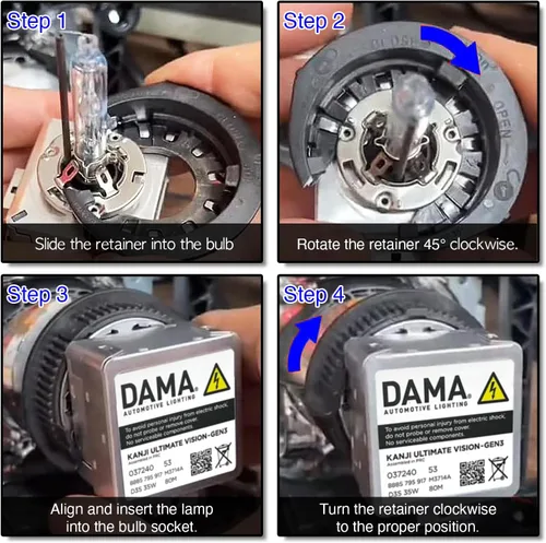 Vista 3 de DAMA D1S D3S Soporte de bombilla de faro Xenon HID Clip de retención tipo Anillo C/Oferta de un par