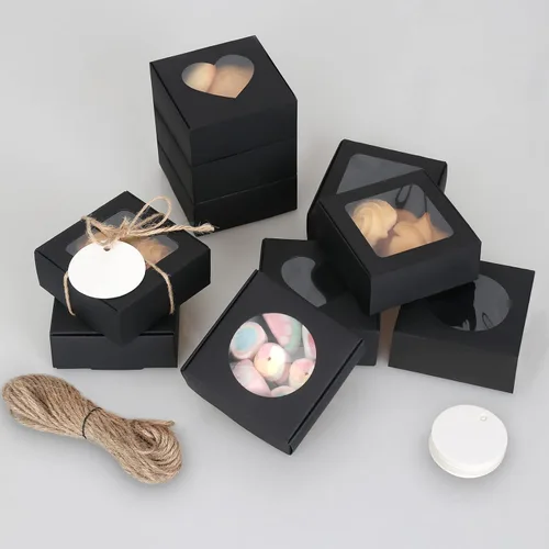 Vista 2 de COTOPHER Caja de jabón, 30 cajas pequeñas de embalaje de jabón de 2.8 x 2.8 x 1.2 pulgadas, mini cajas de papel kraft con ventana para jabón casero