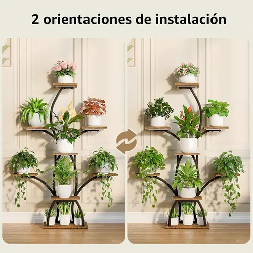 Vista 7 de CODACE Soporte para plantas de interior con luces de crecimiento, estante para plantas de 6 niveles para interiores, soportes de esquina de 50