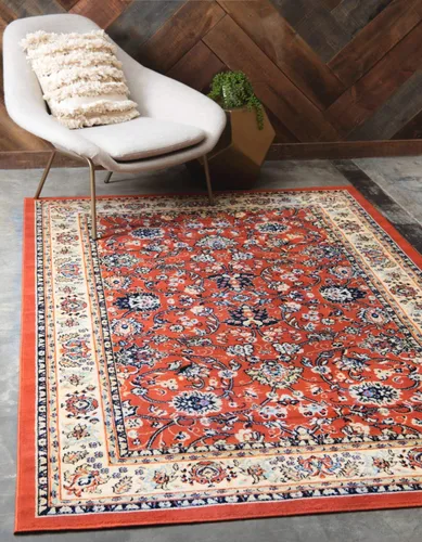 Vista 57 de Unique Loom Sialk Hill Collection - Alfombra de área Washington (6' 1" x 9' Rectángulo Burdeos/Crema)