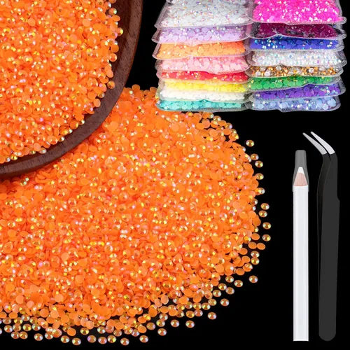 Vista 37 de 5000 piezas de 2mm de strass de resina a granel, strass de gel negros con parte posterior plana y redonda para embellecer sin termoadhesión, gemas