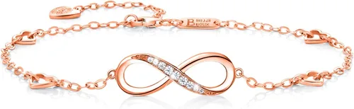 Vista 8 de Billie Bijoux Pulsera tobillera de plata de ley 925 para mujer, con símbolo de amor infinito, ajustable, grande, regalo para mujer