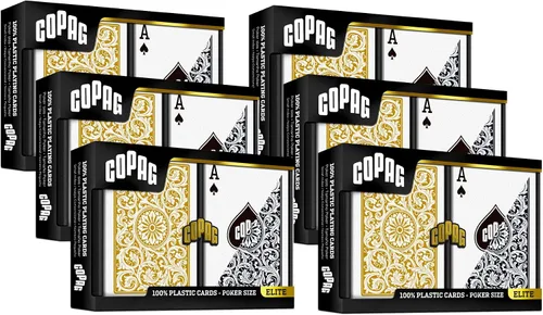 Vista 10 de Copag 1546 Design - Juego de cartas 100% de plástico, tamaño de póquer (estándar) negro/dorado (índice jumbo, 1 juego)