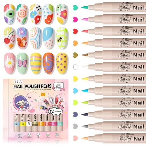 Vista 14 de Juego de 24 bolígrafos para arte de uñas, 24 colores, rotulador de 0.028 in Rosa