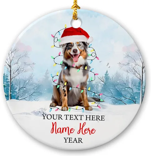 Vista 14 de Adorno de cerámica de Alaska Malamute de Feliz Navidad, decoración personalizada de Papá Noel, perro de Alaska Malamute nombre de perro, decoración