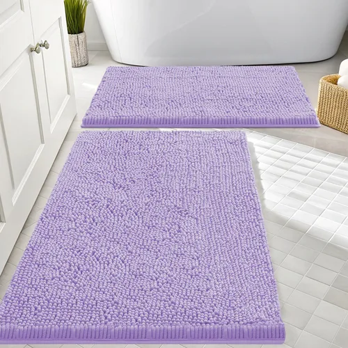 Vista 44 de Juego de alfombras de baño Smiry de 2 piezas, suave alfombra absorbente de chenilla y juego de alfombra en forma de U para inodoro, alfombra de baño