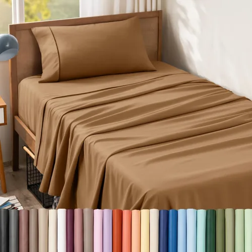 Vista 83 de Bare Home Juego de Sábanas Twin - Sábanas de Cama de Microfibra Ultra-Suave 1800 - Doble Cepillado - Bolsillos Profundos - Ajuste Fácil - Extra