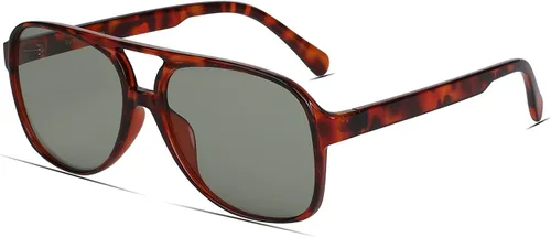 Vista 19 de Freckles Mark Lentes de sol clásicos estilo retro de los años 70 para mujeres y hombres, montura estilo aviador, cuadrada, grande y de moda