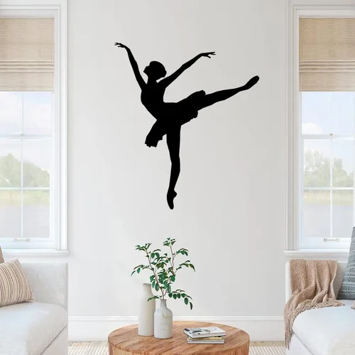 Vista 3 de Letrero de metal cortado con láser, diseño de bailarina y niña, arte de hierro, escultura de pared, placa decorativa para casa, decoración