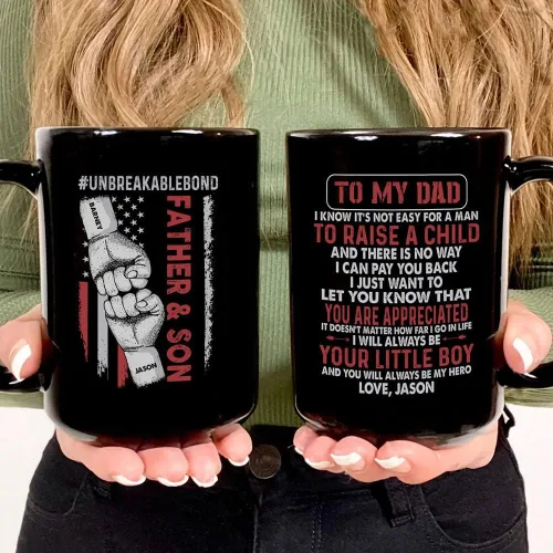 Vista 2 de Taza personalizada con texto en inglés «To My Dad», «My Hero», regalo personalizado para papá de parte de hijo, taza de padre e hijo, regalo