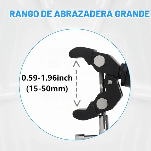 Vista 5 de Soporte de teléfono con abrazadera para carrito de golf, soporte universal de metal para manubrio, abrazadera de montaje para golf, cochecito