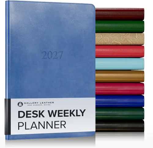 Vista 193 de Gallery Leather Planificador Semanal y Mensual Grande 2025-2026, Calendario Planificador y Cuaderno Elegantemente Encuadernado con Elegantes Bordes