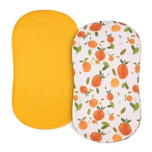 Vista 11 de Sábanas de moisés de bebé para niñas y niños, paquete de 2 sábanas de bebé para colchón de moisés cuadrado rectangular ovalado, 33 x 16 pulgadas