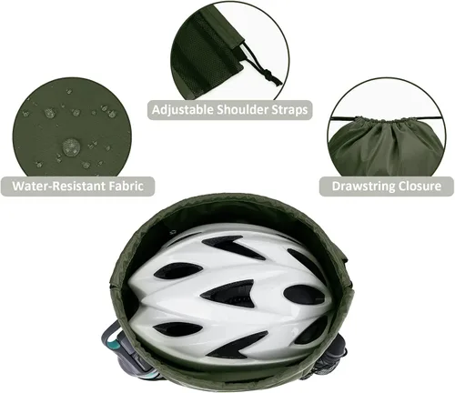 Vista 5 de WANDF Mochila con cordón y almohadilla para el hombro, mochila deportiva para gimnasio con bolsillo de malla para mujeres y hombres, Verde oscuro
