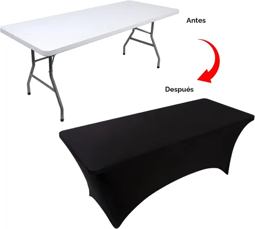 Vista 3 de BDDC - Funda de mesa ajustada de 4 pies, manteles de elastano negros, manteles elásticos lavables y resistentes a las arrugas para eventos, bodas