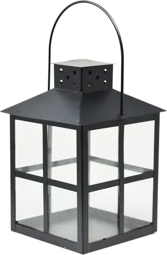 Vista 7 de Juego de 3 faroles decorativos cuadrados para velas, estilo carruaje (negro)