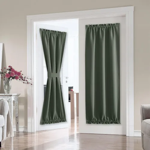 Vista 36 de PONY DANCE Persianas para puertas – Paneles opacos para tratamiento de ventanas, cortinas sólidas de alta resistencia con bolsillo para barra