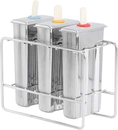 Vista 7 de 3Pcs Stainless Steel Ice Cream Mold, Household DIY Ice Lolly Mold Kitchen Tool Popsicles Mold with Cleaning Brush Kit for Kitchen