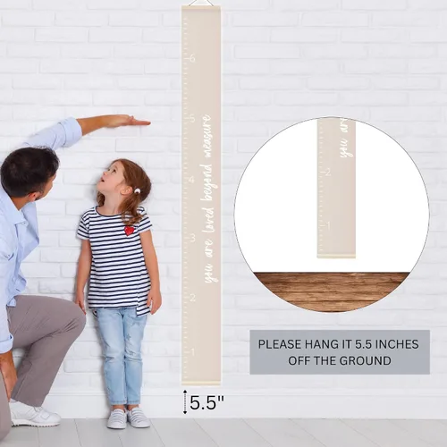Vista 4 de Morxy Tabla de Crecimiento de Lona para Niños - Decoración de Pared Unisex para Habitación de Niños - Tabla de Medición de Altura - Cinta de Pared