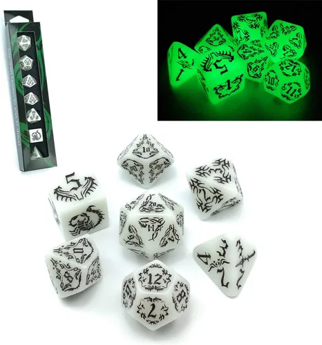 Vista 7 de Bescon Juego de dados de piedra mágica, 7pcs poliédrico RPG dados Set Aura Stone, embalaje de Polybag Piedra del aura en bolsa de plástico