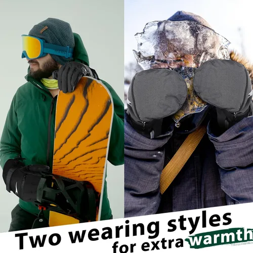 Vista 6 de Achiou Guantes de esquí impermeables para snowboard, guantes de invierno para clima frío para hombres y mujeres, guantes de nieve con pantalla táctil