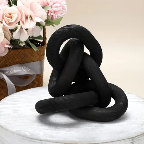 Vista 5 de Queekay - Estantería decorativa de 5 eslabones con cadena de madera, color negro, 13.78 pulgadas