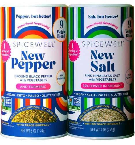 Vista 8 de Spicewell Nuevo dúo de bolsa de sal y pimienta Sal rosa del Himalaya reducida en sodio + la pimienta negra más sabrosa y cálida infundida