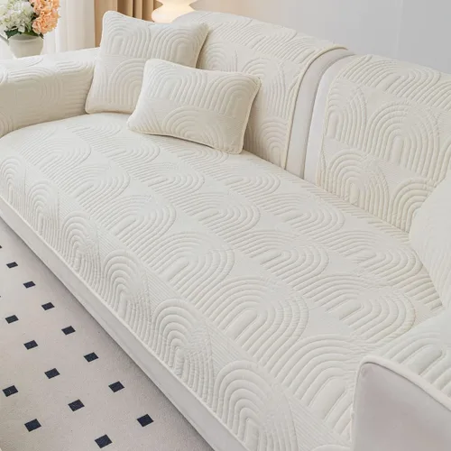 Vista 15 de Funda de sofá geométrica de granja para sofá, funda de terciopelo suave acolchada para sofá seccional, funda de sofá antideslizante para sofá, Gris