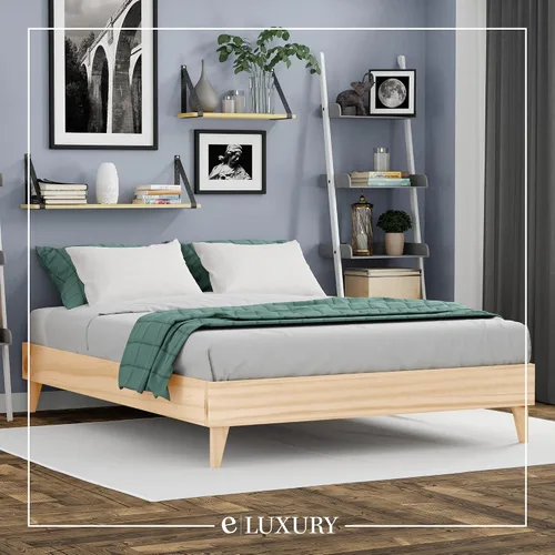 Vista 7 de CARDINAL & CREST Base de cama de madera, fabricada con 100% pino neozelandés, base de colchón maciza, listones de pino prensado, fácil montaje