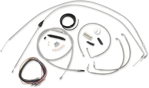 Vista 2 de LA Choppers Kit completo de manillar de cable/línea/cableado inoxidable para mini barras Ape LA-8130KT2-08
