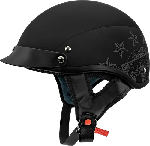 Vista 10 de VCAN Cruiser - Casco de motocicleta sólido, cobertura de media cara