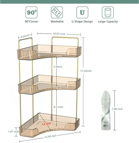Vista 2 de Webetop Organizador de Encimera para Baño, Organizador Esquinero de 3 Niveles para Almacenamiento en Baño, Organizador de Maquillaje, Estante