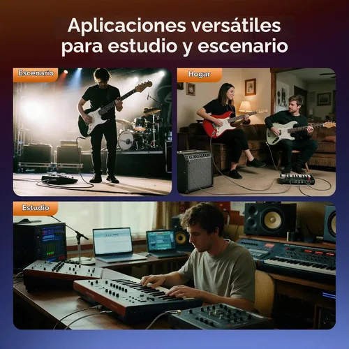 Vista 7 de Cable Matters Paquete de 2 cables trenzados para guitarra eléctrica TS en ángulo recto de 1/4 de pulgada, cable de guitarra recto a recto, cable