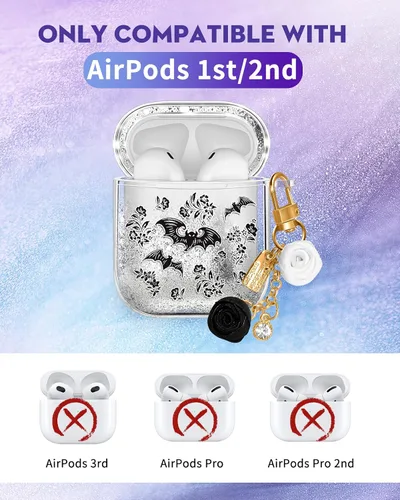 Vista 2 de para Airpods de 2ª/1ª Generación - Estuche Quicksand Liquid Kawaii Lindo Mujer Niña Mujeres Chispeante Brillante Bling Resplandor Adorable Elegante