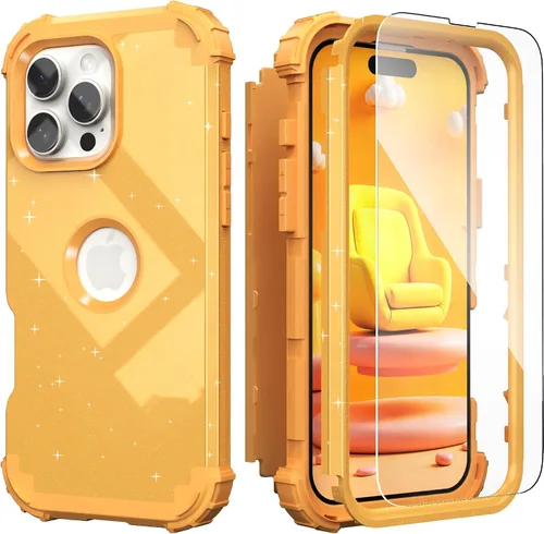Vista 21 de IDweel Funda para iPhone 16 Pro Max con Protector de Pantalla, 3 en 1 Resistente a Golpes Ajuste Delgado Híbrida de Servicio Pesado Cubierta Dura