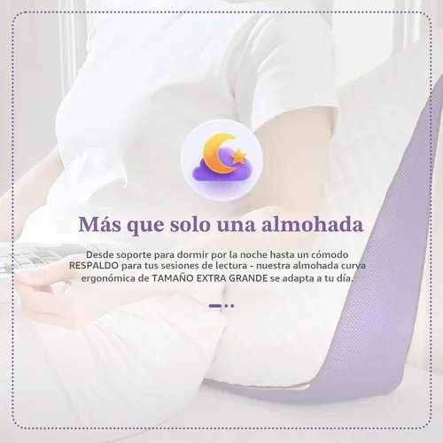 Vista 6 de HOMELAB Almohada curvada de espuma viscoelástica triturada ajustable, tamaño Queen de 29 x 19 pulgadas, diseño de media luna de gran