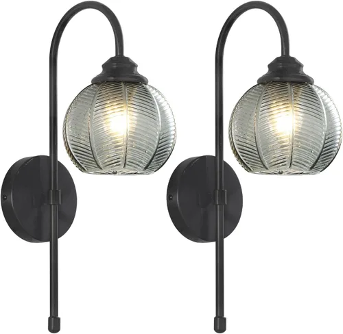 Vista 16 de KCO Lighting - Lámpara de pared vintage con globo de vidrio verde y brazo de latón cepillado - Aplique de globo grande, acabado dorado - Lámpara