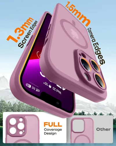 Vista 395 de TOCOL Funda magnética 3 en 1 para iPhone 15 Pro, mejorada [protección completa de cámara] con 2 protectores de pantalla, compatible con MagSafe Gris