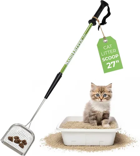 Vista 12 de Sand Dipper Recogedor de Caca de Gato y Recogedor de Caca de Pollo - Resistente Grande de 6" Cuadrado de Acero Inoxidable con Mango Largo