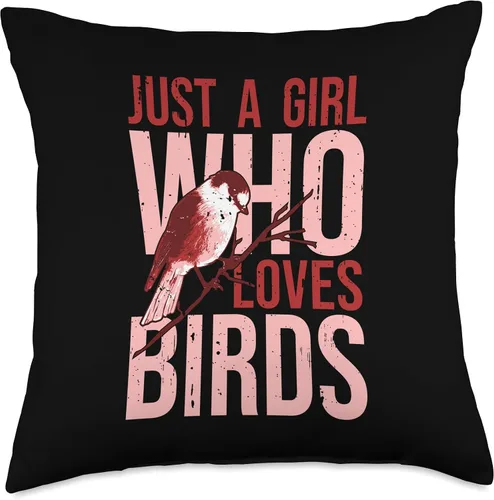 Vista 4 de Gartenvögel Birder Vögel Piepmatz Just A Girl Who Loves Bird Watcher - Almohada de 16 x 16 pulgadas, multicolor