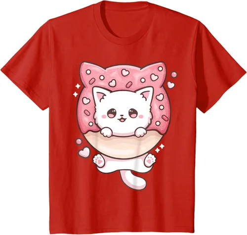 Vista 53 de Camiseta Kawaii Cat Donut Anime Lover Otaku, Negro