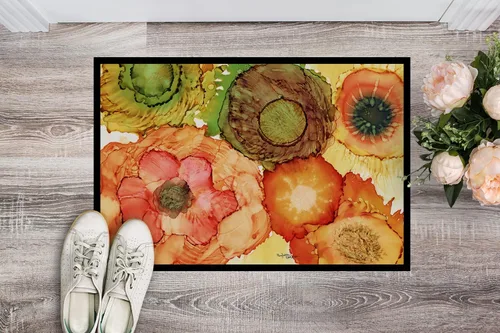 Vista 2 de Caroline's Treasures 8970MAT - Tapete de bienvenida abstracto con flores y flores, para interiores o exteriores, tapete de bienvenida de 18 x 27