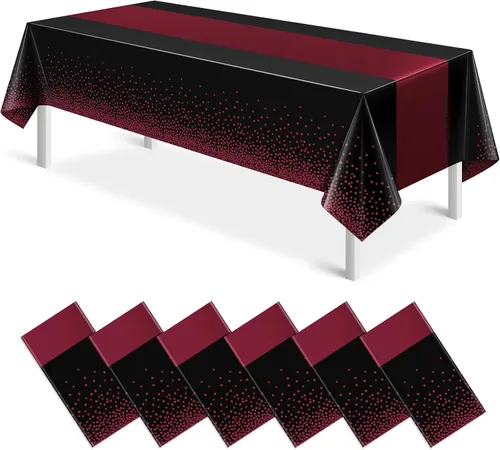 Vista 9 de MASHAN 1 mantel negro y azul para decoración de fiesta, mantel de plástico negro impreso azul, funda rectangular desechable para cumpleaños, boda